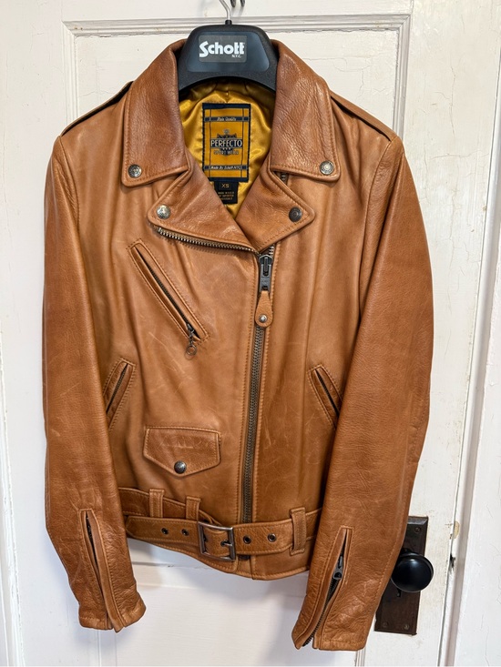 Schott NYC Jackets & Blazers - Schott NYC Tan Leather Asymmetric Moto Jacket